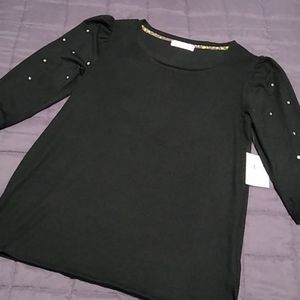 Retrology Black Bling Sweater 3/4 Sleeve Small